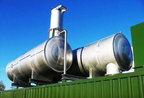 stor eksosventillyddemper (Exhaust-lyddempere) på container