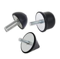 Gummibuffere i halvsirkel og kjegleform